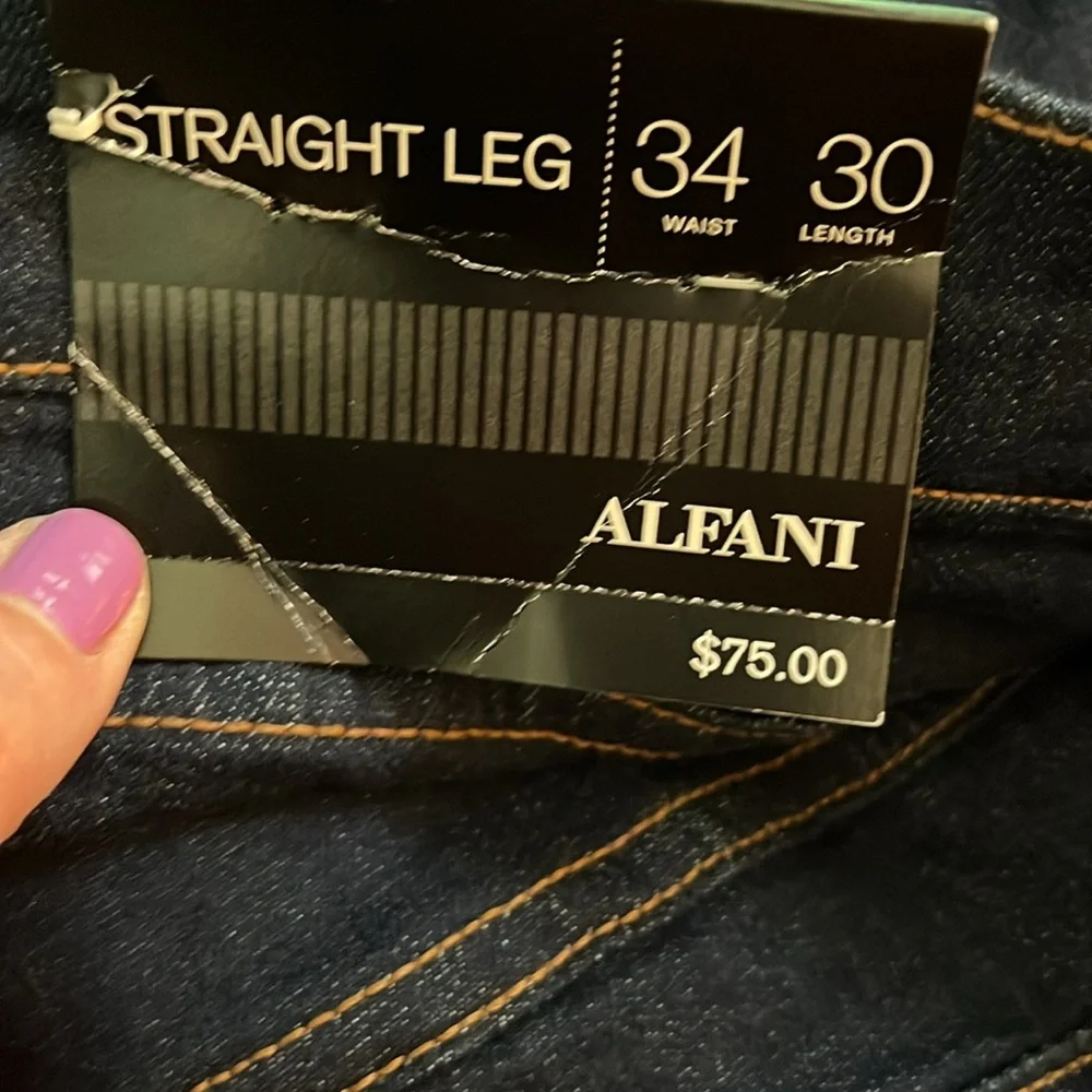Men’s Alfani straight leg dark rinse denim size 34/30